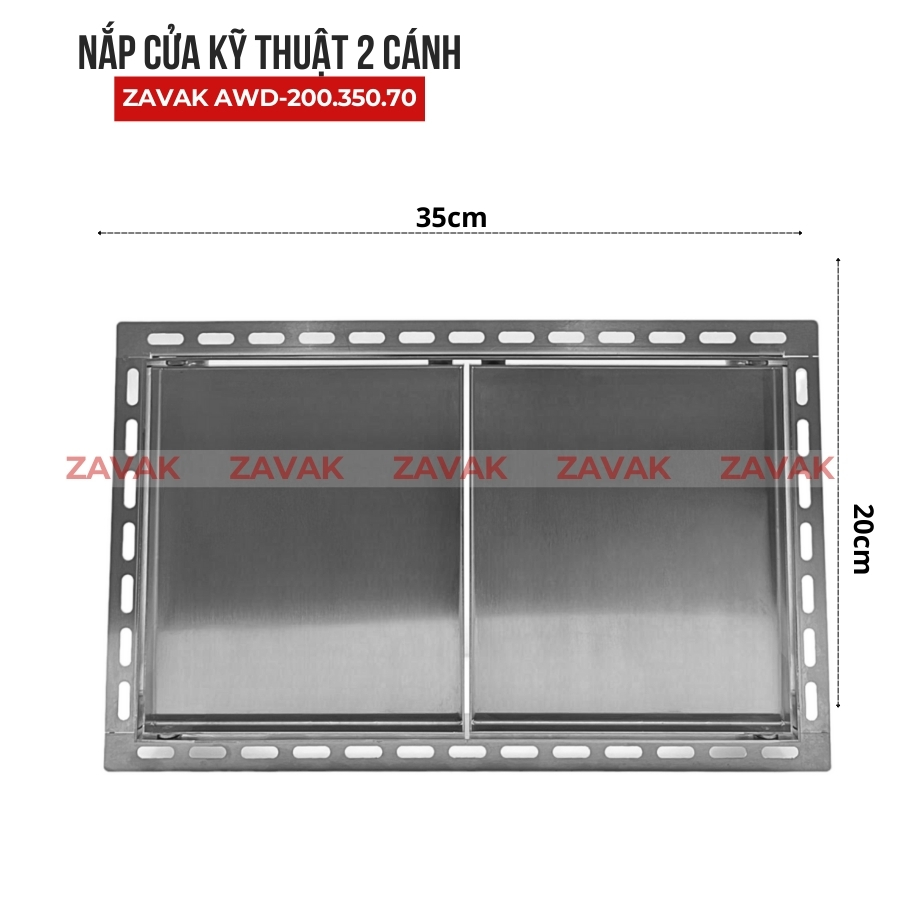 Nắp Cửa Thăm Hộp Kỹ Thuật Gắn Âm Tường ZAVAK AWD-200x350 Cửa Che Van Cấp Nước, Cửa Kỹ Thuật Bồn Tắm Inox