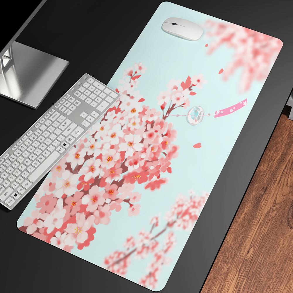 Màu Hồng Dễ Thương Hoa Anh Đào Hoa Game Thủ Decoracion Miếng Lót Chuột DIY Lớn 900X400 Mở Rộng Cao Su Bàn Phím Máy Tính Thảm Mousepad