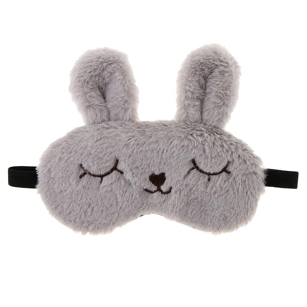 4xKids Adults Plush Bunny Rabbit Sleep Mask Eye Shade Cover Blindfold Gray
