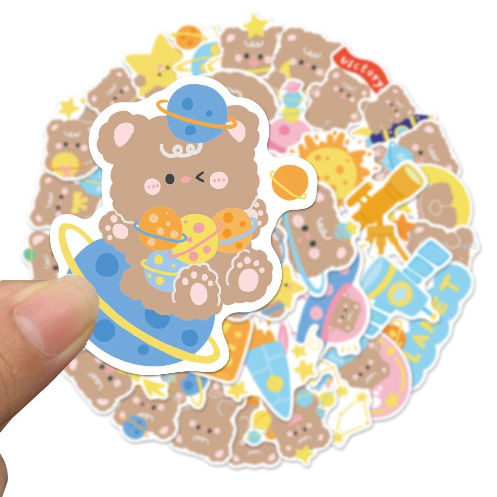Sticker gấu phi hành gia chibi hoạt hình cute trang trí mũ bảo hiểm, guitar, ukulele, điện thoại, sổ tay, laptop-mẫu S36