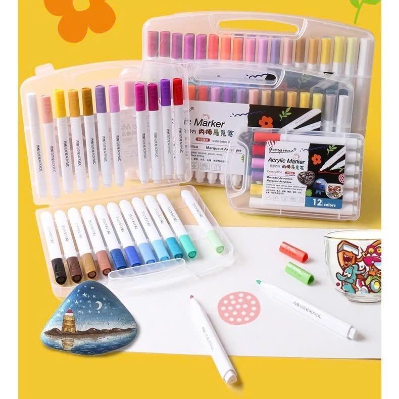 Bộ 48 Bút Màu Acrylic Marker Cao Cấp Màu Sắc Tươi Sáng, Chống Thấm Nước, Vẽ Lên Được Nhiều Chất Liệu