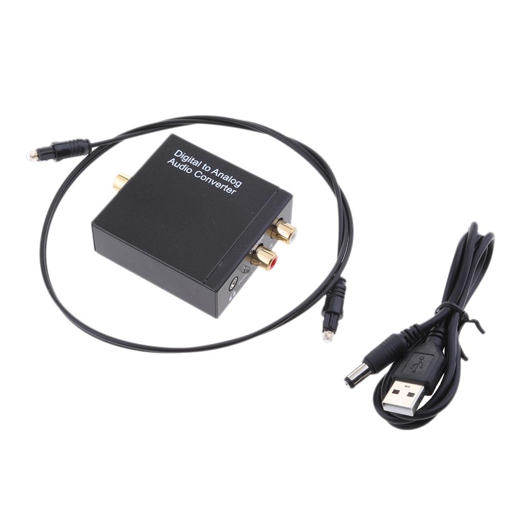 Digital to Analog Converter DAC Digital SPDIF Toslink to Analog Stereo Audio L/R Converter Adapter with Power Supply +Fiber Cable for PS3 HD DVD PS4 Home Cinema Systems AV Amps