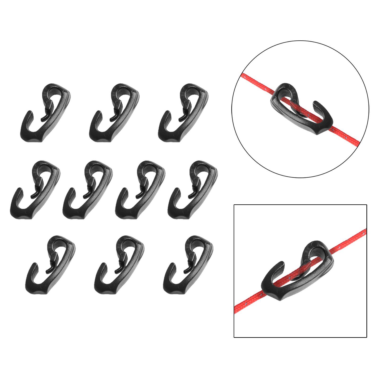 10-Pack Outdoor Camping Tent Hooks, Canopy Windproof Hook, Plastic Shock Cord Clasp Hook for Camping Canopy Backpacking Awning