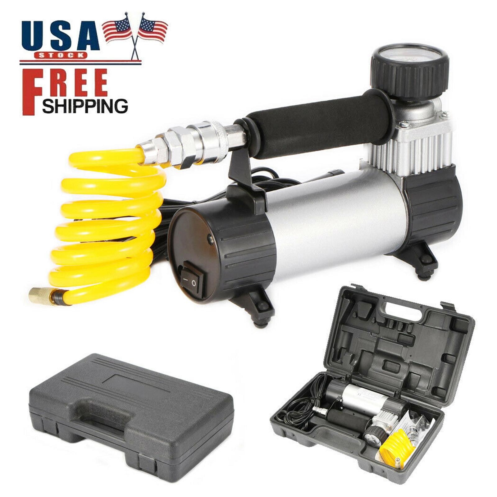 Portable Air Compressor Pump Heavy Duty Tire Inflator for Car Truck SUV Tires,12V 35L/MIN Air Pump 100PSI with Nozzle Adaptors and Inflatable Needle