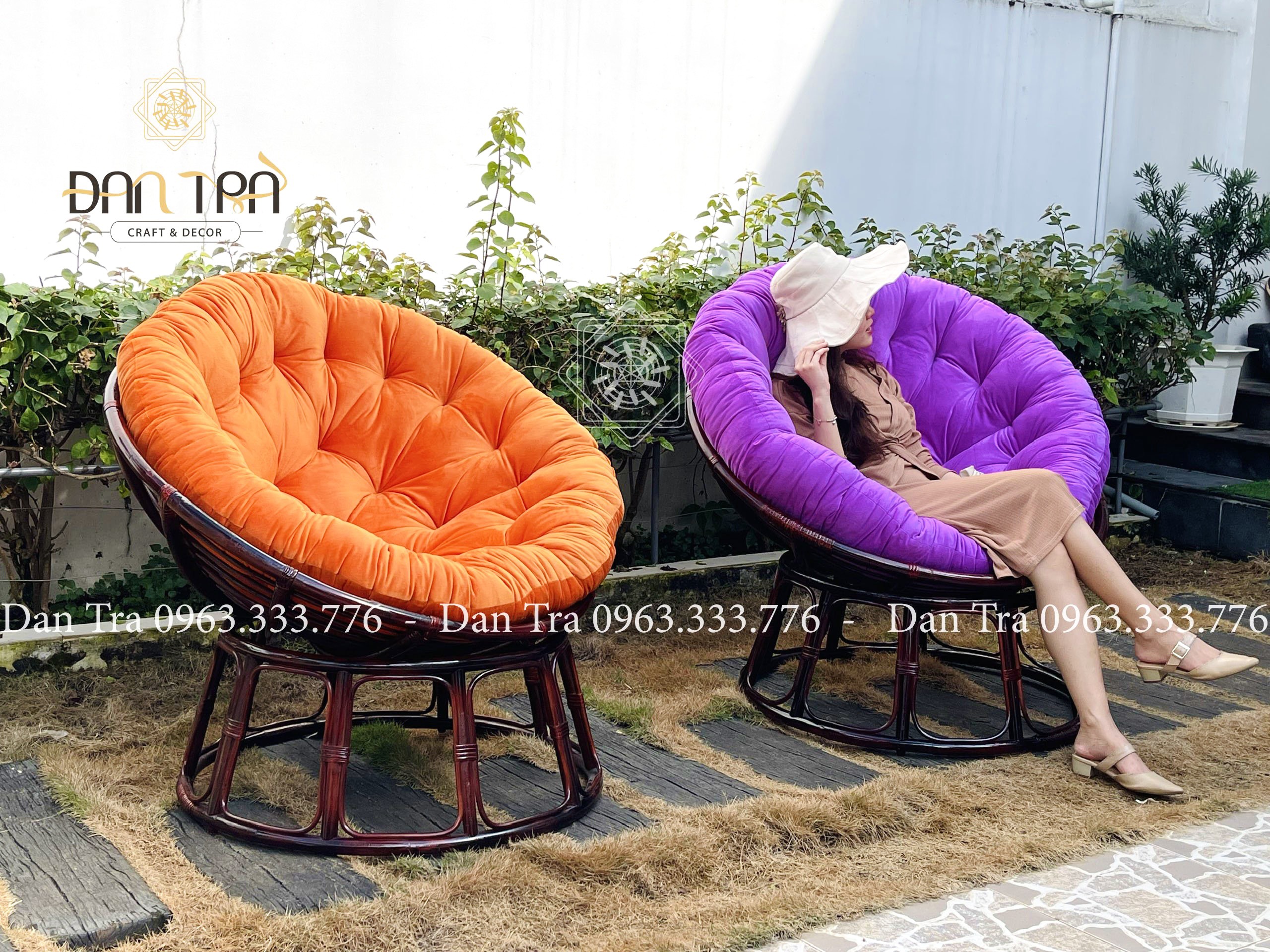 [Rẻ Hơn Hoàn Tiền] - Ghế Mây Papasan Kèm Nệm Cao Cấp Màu Cánh Dán - Ghế Mây Thư Giãn / Ghế Đọc Sách - Nội Thất Decor Mây Tre Đan