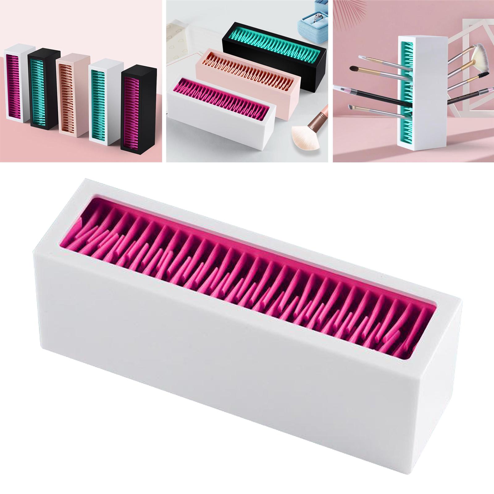 Makeup Brushes Holder Silicone Storage Rack for Cosmetic Tools White Red