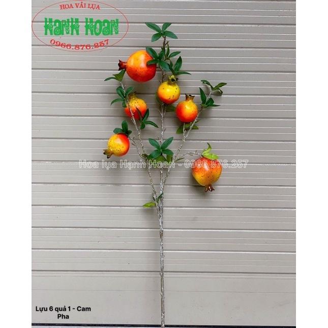 Cành quả lựu 6 quả, 7 quả to trang trí - Cây hoa giả cao cấp