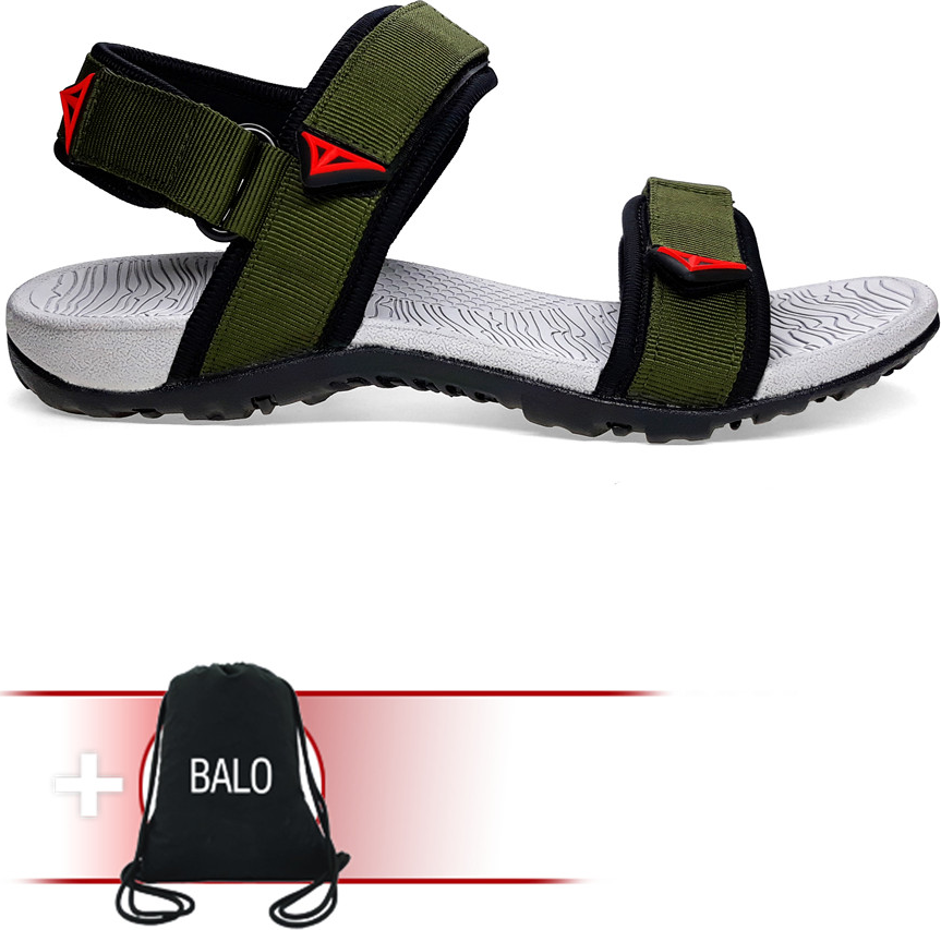 Giày Sandal Việt Thủy Quai Ngang VT01 - Xanh Rêu - Tặng Kèm Balo Túi Rút