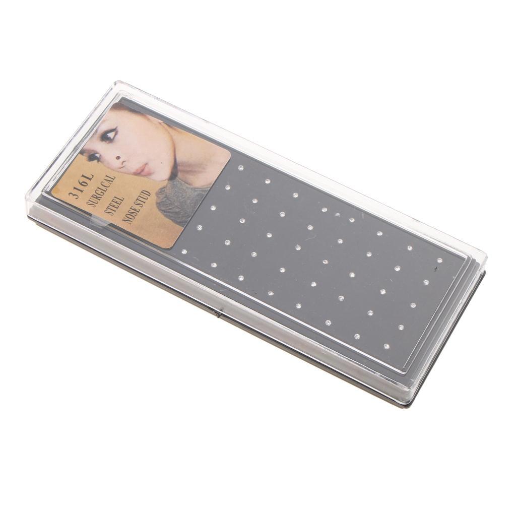 2-3pack 60 Pieces Stainless Steel Rhinestone Nose Studs Pins Piercing Jewelry