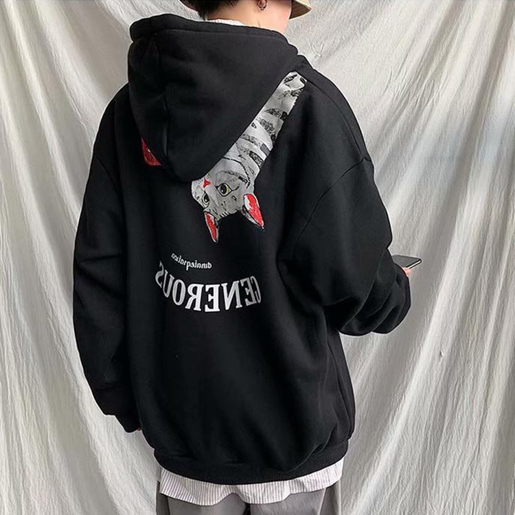 Áo Hoodie Nỉ Bông Unisex Streetwear Mèo Ngược( unisex nam nữ đều mặc được