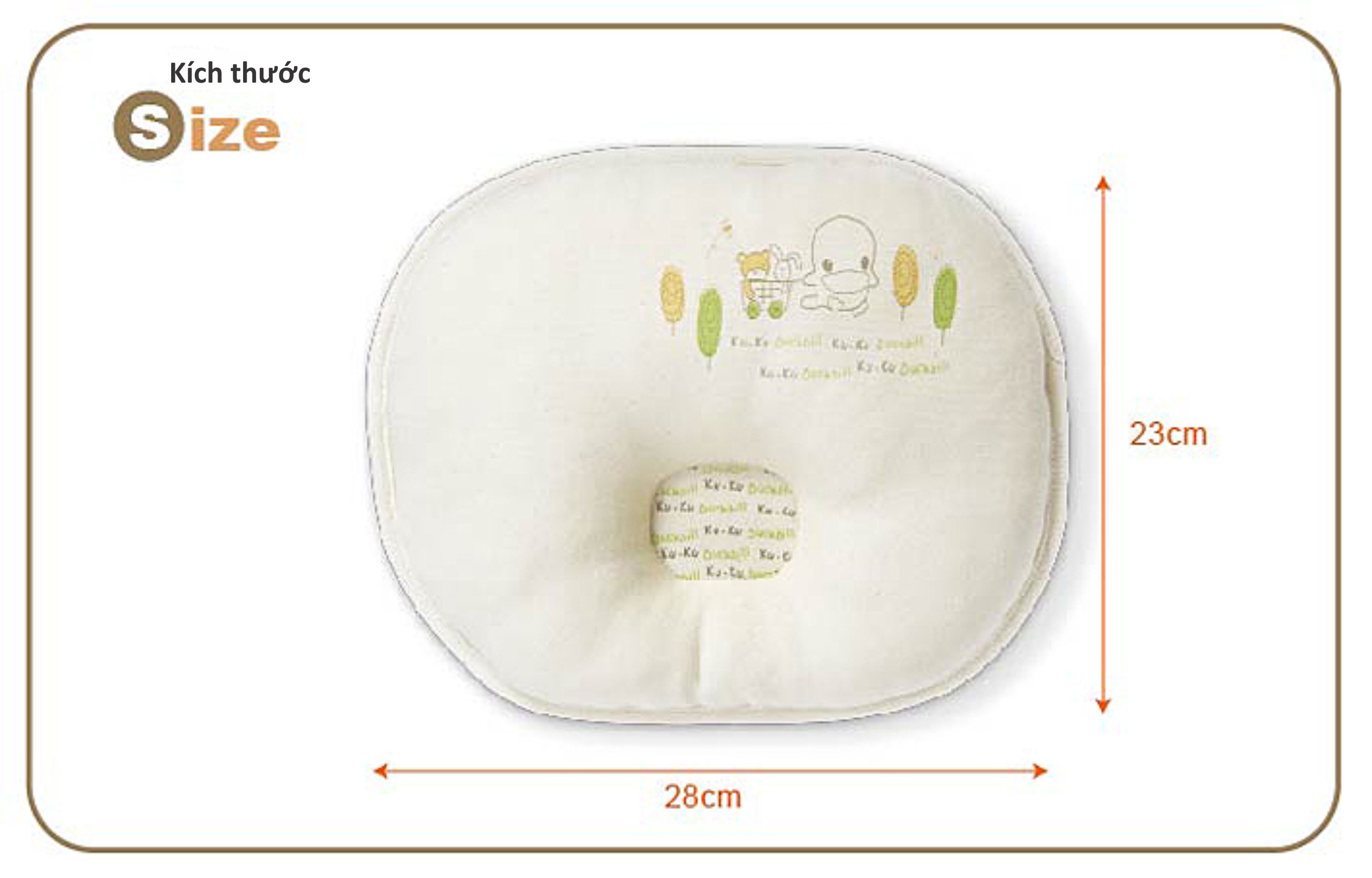 GỐI LÕM CHỐNG BẸP ĐẦU CHO BÉ TỪ SƠ SINH BẰNG VẢI ORGANIC KUKU KU2052 - SIZE 23x28 CM