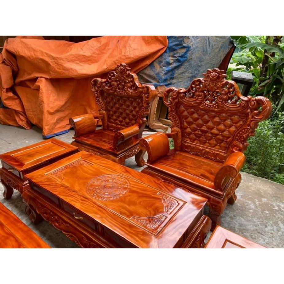 bộ bàn ghế phòng khách hoàng gia gỗ xà cừ