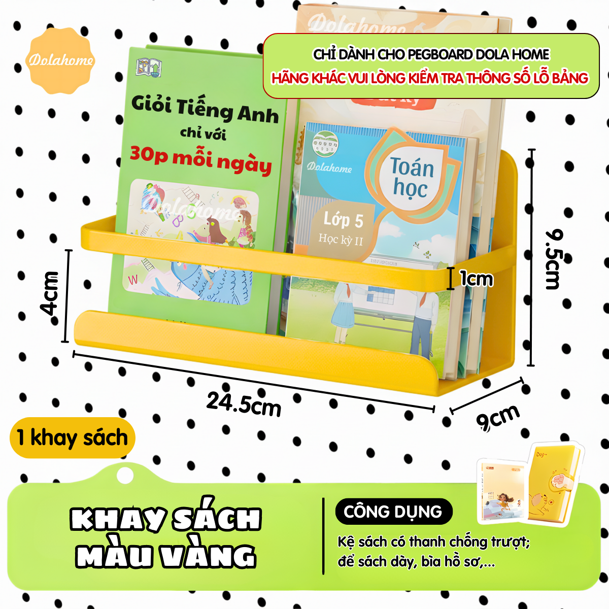 Khay đựng sách, dụng cụ văn phòng, dụng cụ bếp Dola Home kim loại cao cấp - Phụ kiện bảng Pegboard