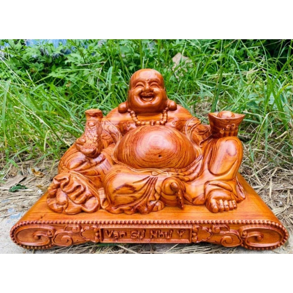Tượng phật Di Lặc gỗ hương đế cuốn siêu đẹp ngang 30 cm