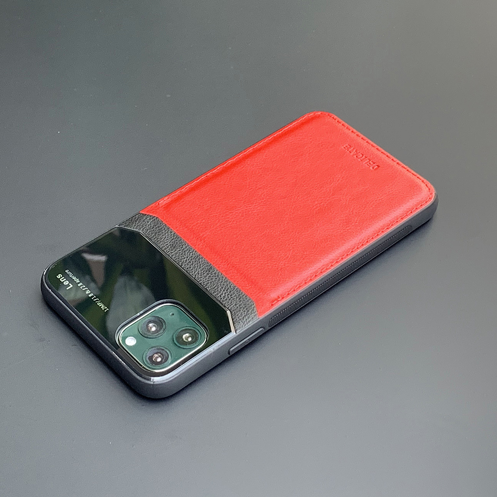 Ốp lưng da kính cao cấp dành cho iPhone 11 Pro - Màu đỏ - Hàng nhập khẩu - DELICATE