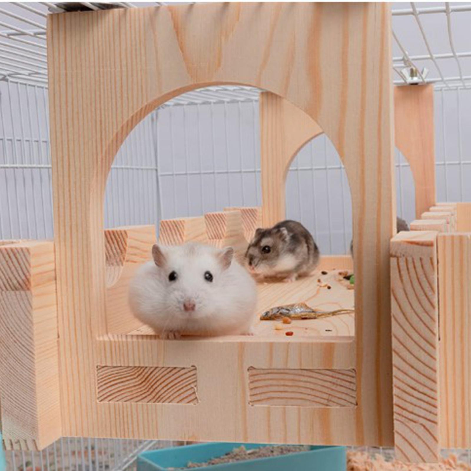 Animal Playing Platform Toy Pet Bridge Cage Accessories Easy to Clean Durable Hanging Wood for Squirrels Mice Exercise Climbing