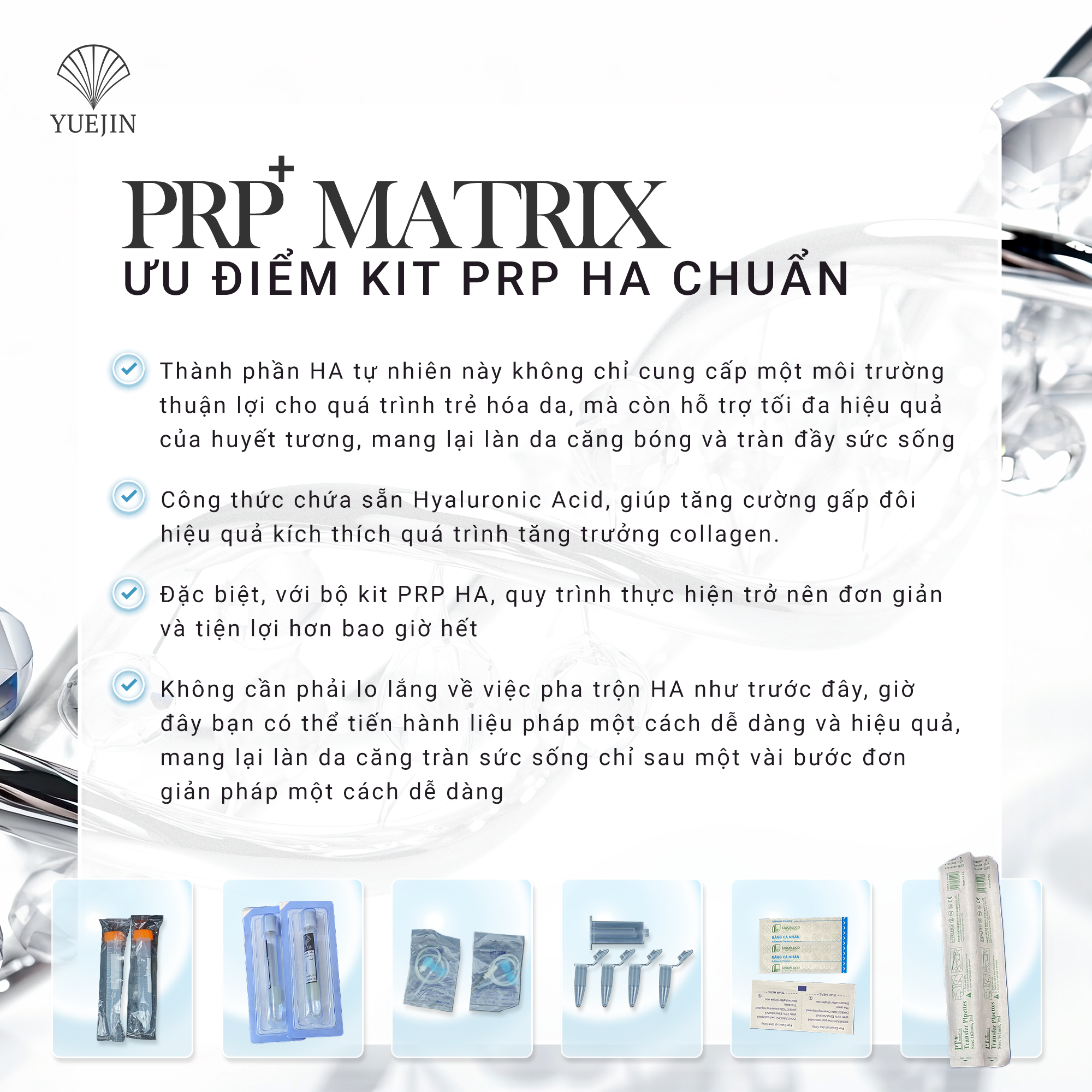 [Mới] PRP Kit tích hợp HA mang lại hiệu quả căng bóng - Huyết Tương Giàu Tiểu Cầu PRP Matrix Yuejin, có sẵn chất hoạt hóa