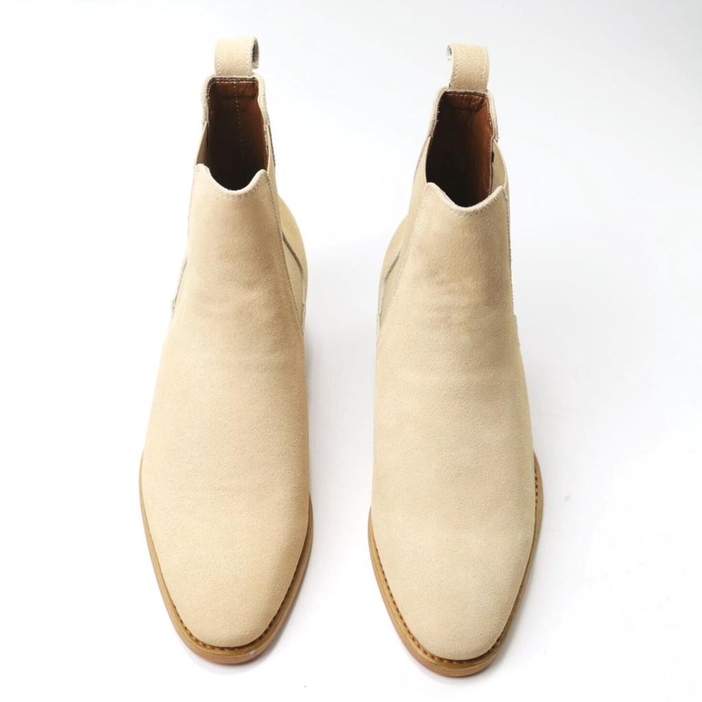 Giày Chelsea boots tan da bò cao cấp nhập khẩu handmade August shoes CB21T gót 5cm