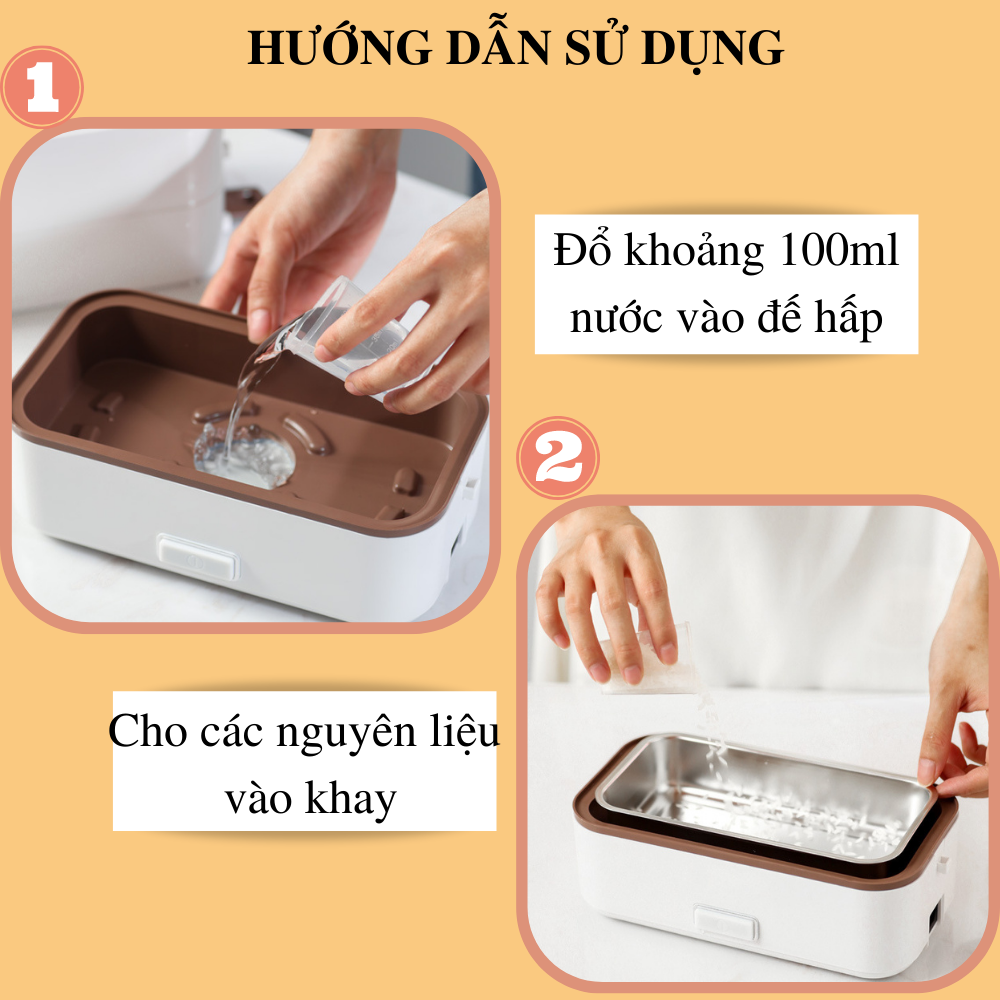 Hộp cơm cắm điện giữ nhiệt văn phòng CTFAST - A08 ( Trắng ) : Thiết kế 2 tầng tiện dụng, chất liệu inox 304 cao cấp hỗ trợ hấp, nấu chín, làm nóng đồ ăn nhanh chón g - Tặngtúi giữ nhiệt cao cấp