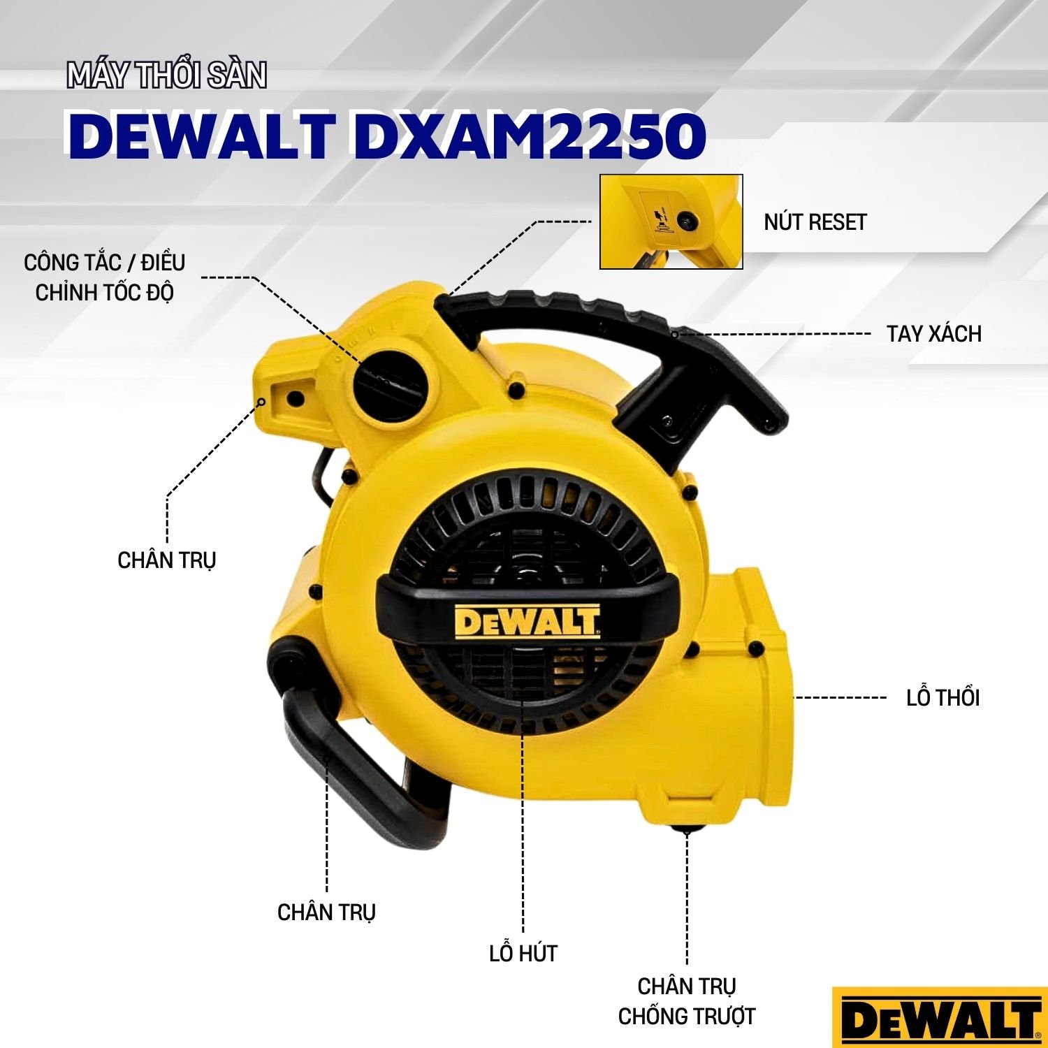 Máy thổi khô thảm, sàn Dewalt DXAM2250 130W