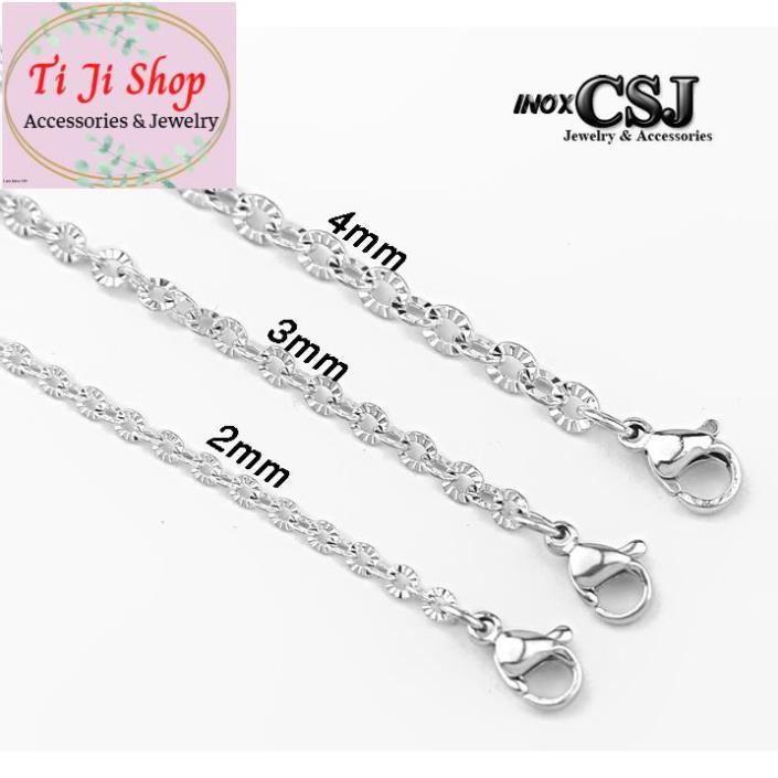 DÂY CHUYỀN CHỮ CONG INOX CHẠM CHIẾU D - sáng, đẹp, không đen