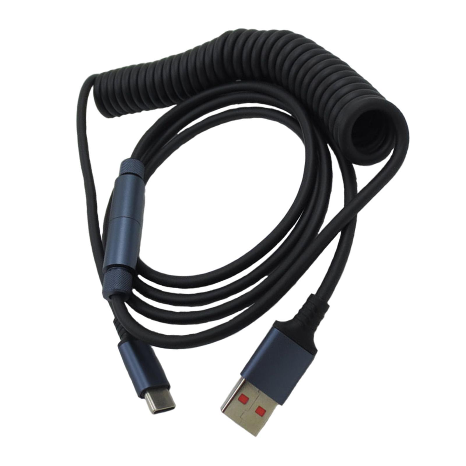 Coiled USB C Cable USB Type C to A Professional Flexible 1.4M Keyboard Cable Stretchable for Mechanical Keyboard Smartphones