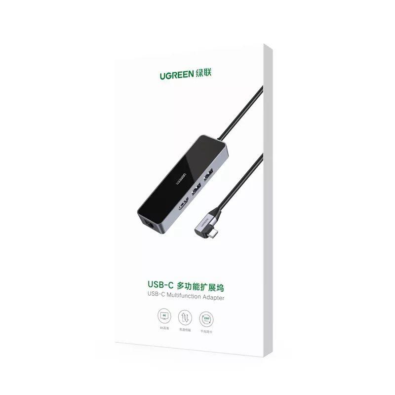 Ugreen UG80546CM350TK 4K USB type C to 2 x USB 3.0 + HDMI + RJ45 Gigabit Bộ chuyển đổi 4 trong 1 - HÀNG CHÍNH HÃNG