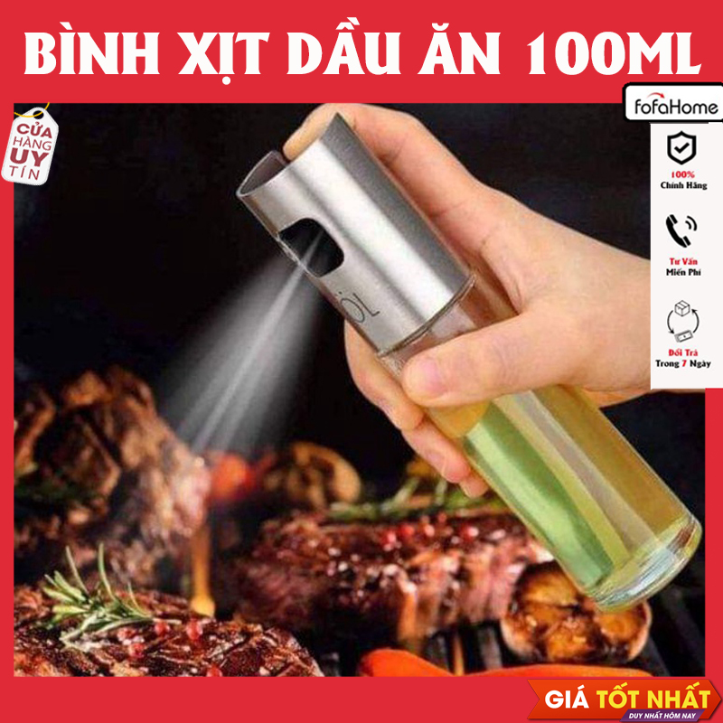 Bình Xịt Dầu Ăn Nhà Bếp Chất Liệu Thủy Tinh Sang Trọng Dung Tích 100ml Dạng Phun Sương