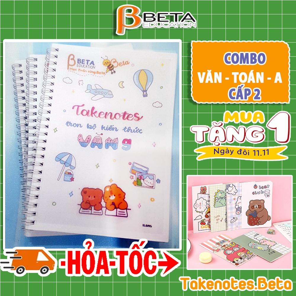 Combo 3 sổ takenote Văn Toán Anh cấp 2, sổ tay ghi chú lò xo xoắn a5, a6 hoặc sổ còng đóng binder - takenotes beta