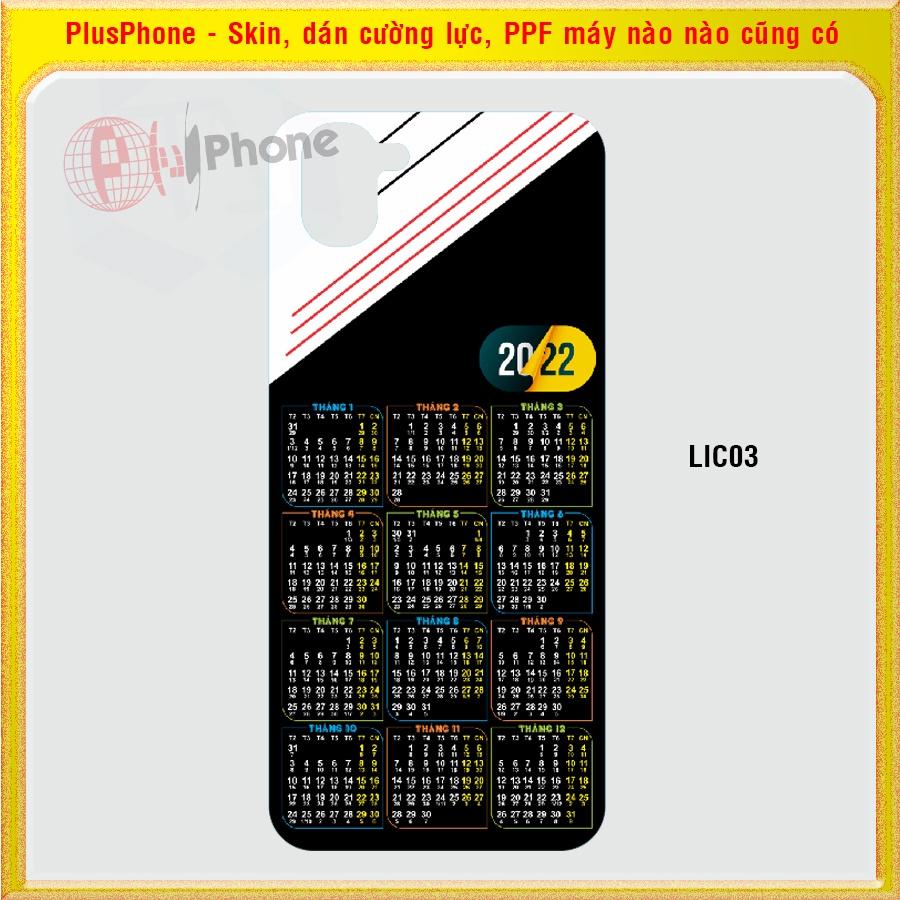 Dán Skin lịch vạn niên cho điện thoại Sharp Aquos R, R2, R3