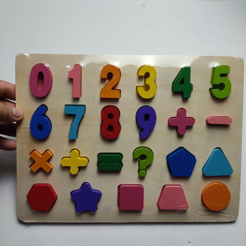 Bảng số bảng gỗ toán học số học từ hình học cho bé học chữ số