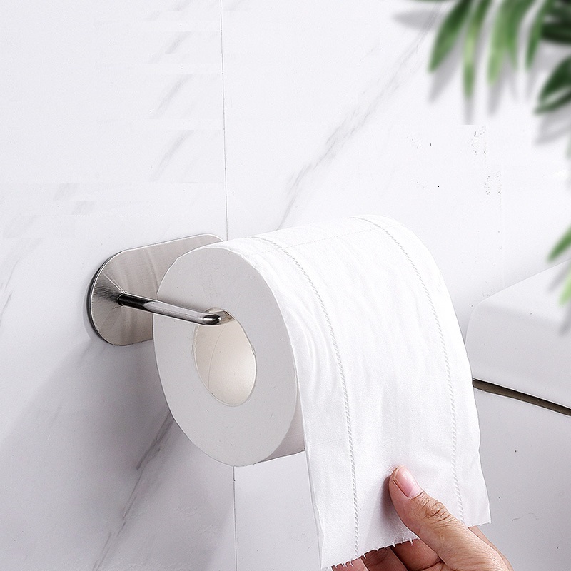 Thanh treo khăn tắm, treo cuộn giấy dán tường gạch men Inox SUS304 dài 12 cm - có sẵn keo dán siêu dính không rỉ sét