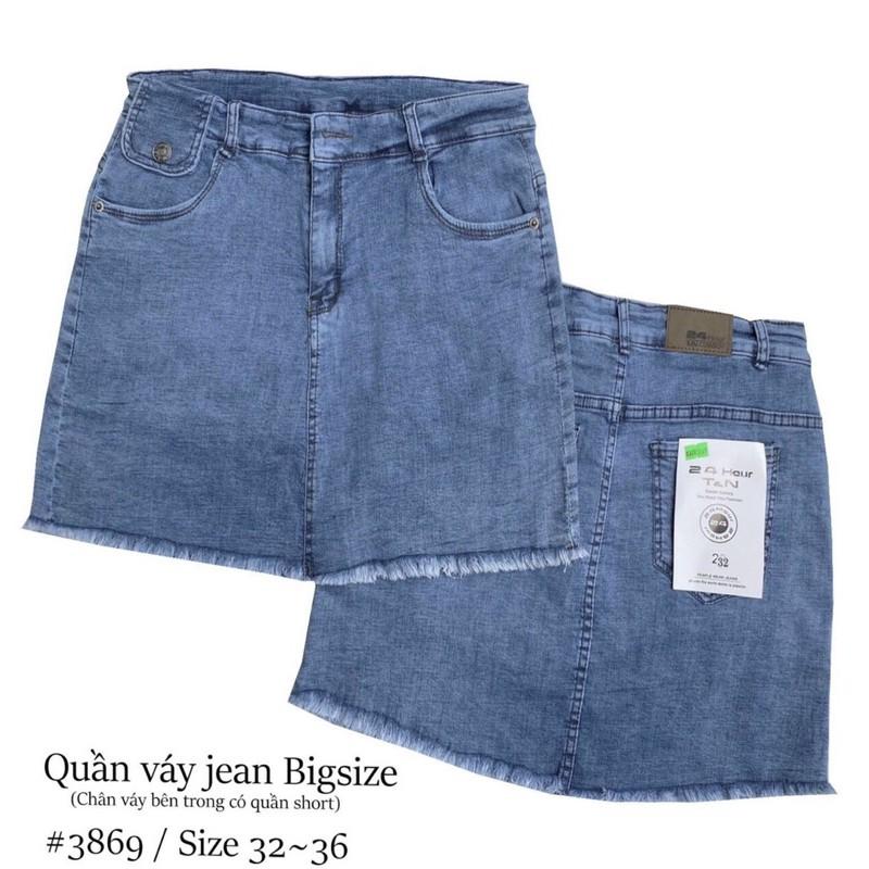 Quần váy jeans Bigsize, chân váy bò chữ A, chân váy jean cạp cao size lớn (60-90kg)