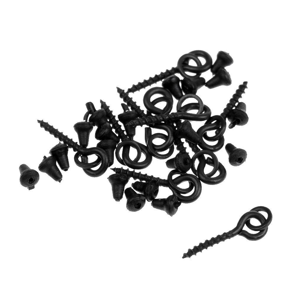 10Pcs Bait Screws with Rings + 20Pcs Hook Stops Stopers Carp Fishing Tackle Rigs