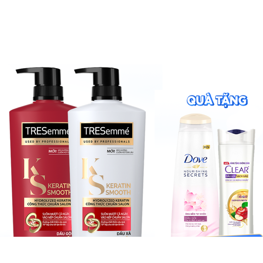 Combo 2 Dầu Gội, Dầu Xả TRESEMME Keratin Smooth suôn mượt 640g, 620g