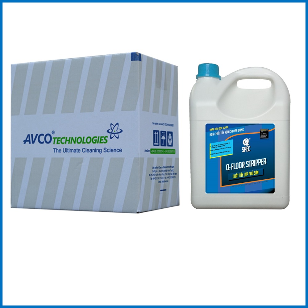 Chất Tẩy Phủ Bóng Sàn AVCOChem - Q-FLOOR STRIPPER - Siêu tiết kiệm - Thùng carton (4 x can 4 lít) - Hàng chính hãng