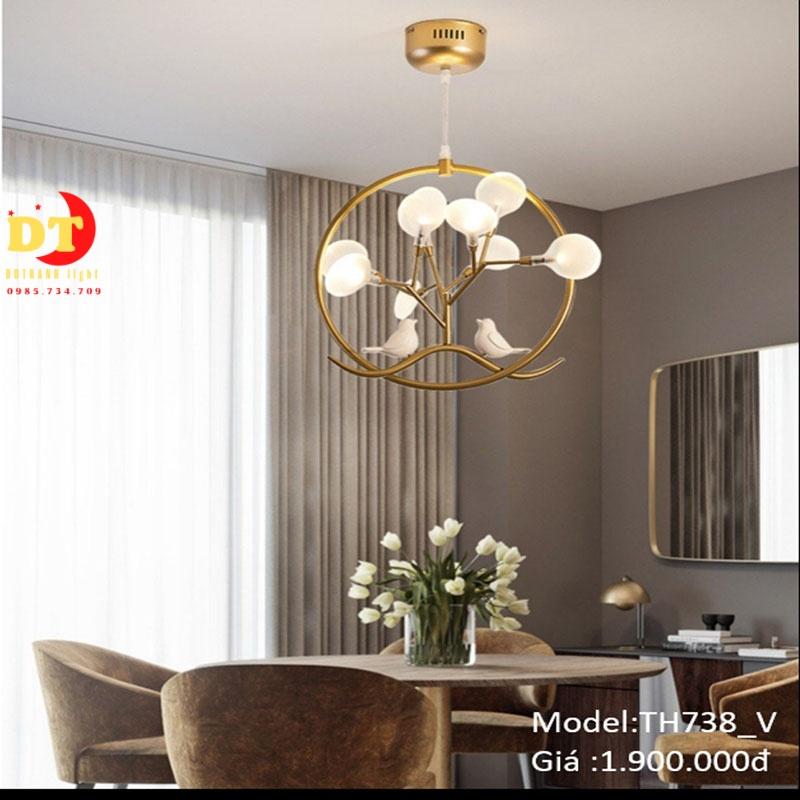 Đèn chùm phòng khách phong cách hiện đại, treo được cả bàn ăn HTLQ