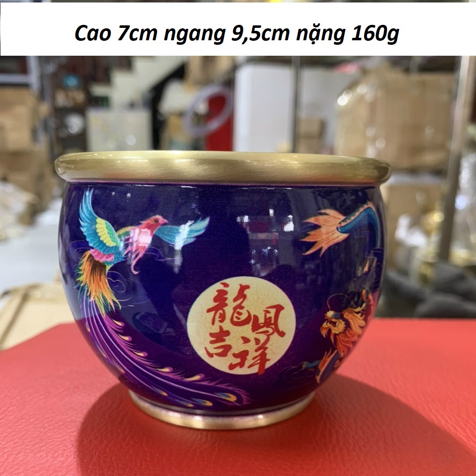 Hũ Long Phụng tráng men bằng đồng MS0250