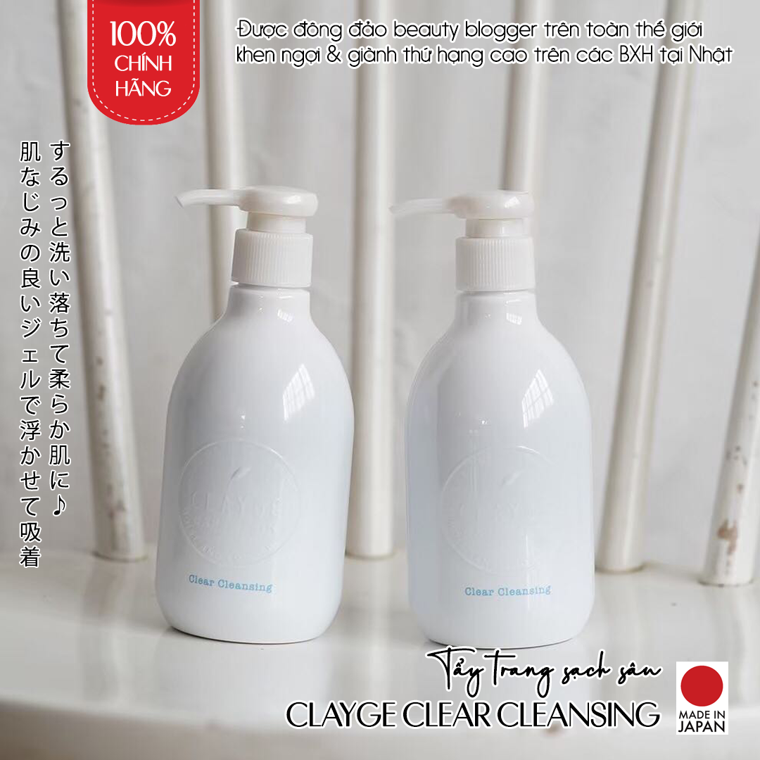 Gel Tẩy Trang CLAYGE Clear Cleansing Nhật Bản Đất Sét Khoáng Và Giấm Táo, Làm Sạch sâu, Giảm Sạm, Se Khít Lỗ Chân Lông, Dưỡng Ẩm HA, Vitamin C, Collagen, Tinh Chất Nhau Thai, Chiết Xuất Thực Vật