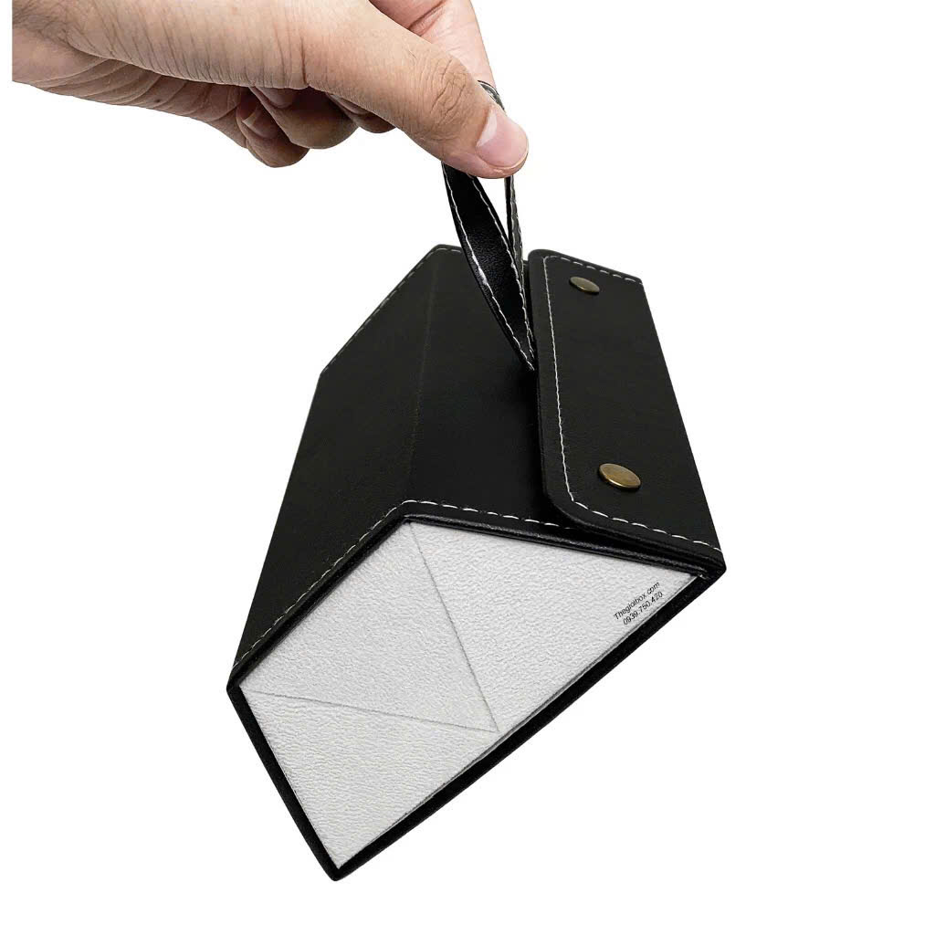 Hộp đựng mắt kính 3 ngăn da Pu gấp gọn, hộp đựng kính mắt nhiều ngăn