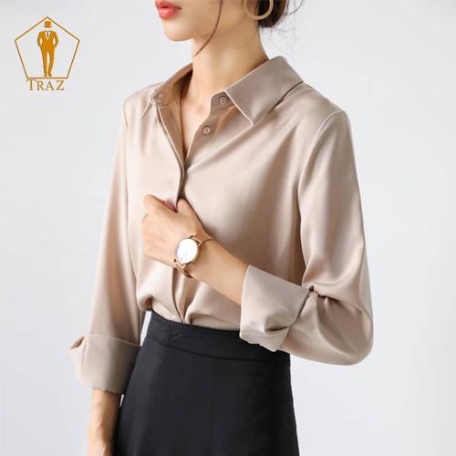 Áó Sơ Mi Nữ Trắng TRAZ Dài Tay Dáng Suông Rộng, Ôm Fom Vừa Cực Xinh