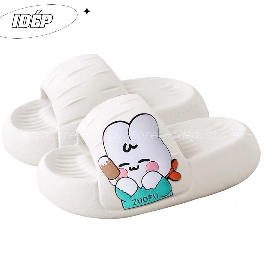 Dép Bánh mì béo GẤU MARIO đế độn 4cm nam nữ quai ngang EVA siêu nhẹ iDÉP DL295