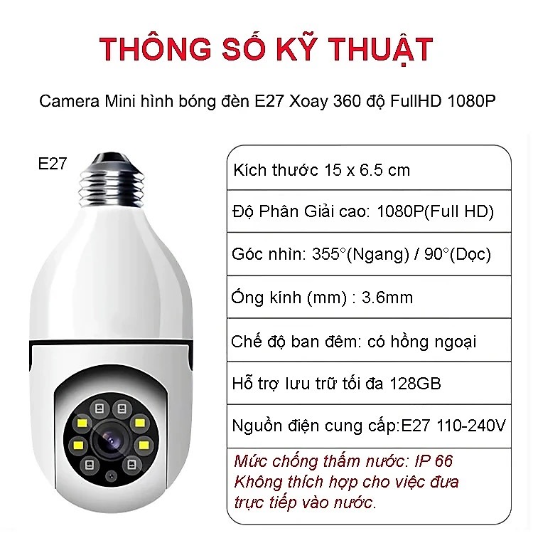 Camera Yoosee Bóng Đèn Thế Hệ Mới 3.0MP - Xoay 360 Độ, Xem Đêm Có Màu, Mẫu Mới 2023 - Hàng Chính Hãng