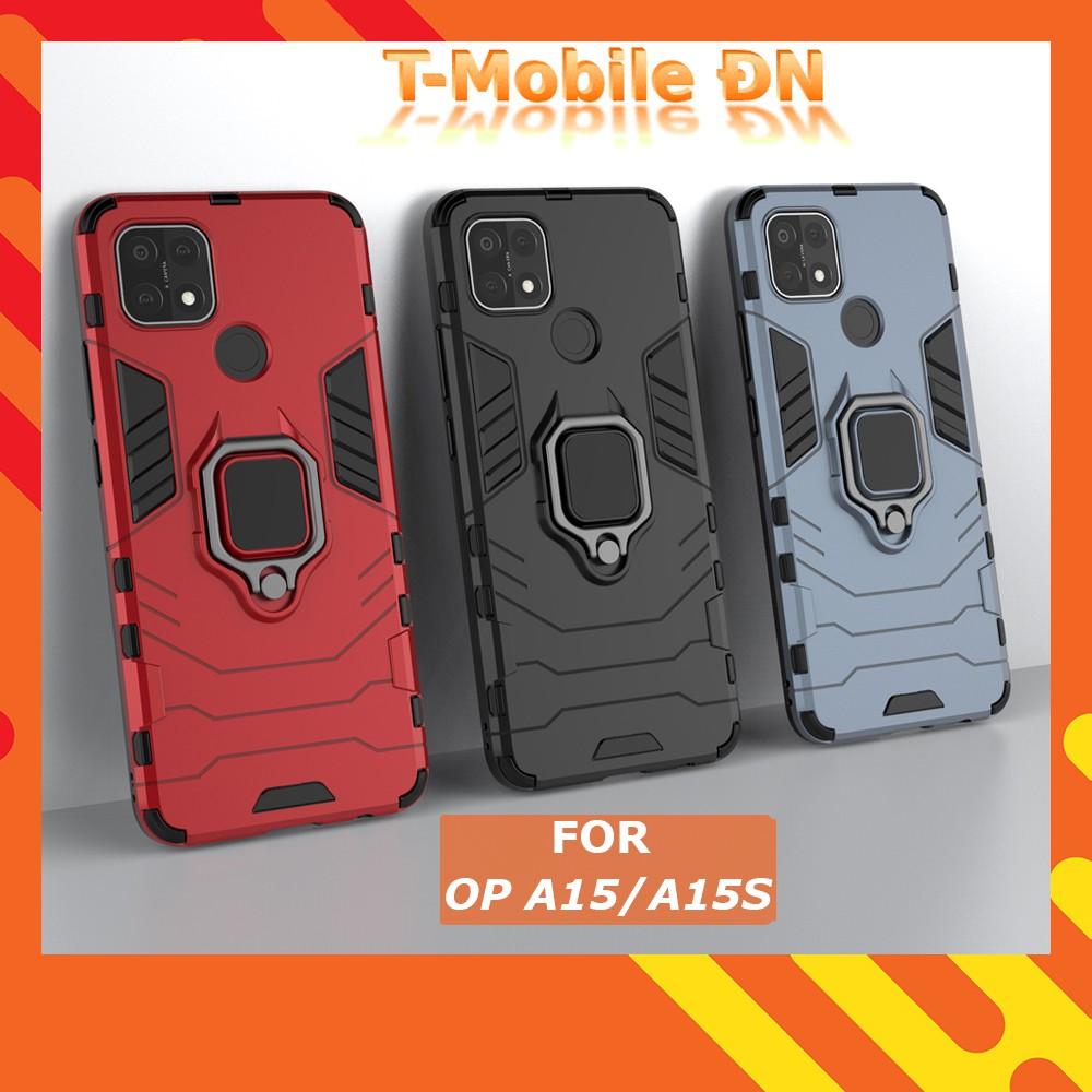 Ốp lưng cho Oppo A15 A15s iron - man chống sốc kèm nhẫn xoay chống xem video bảo vệ camera