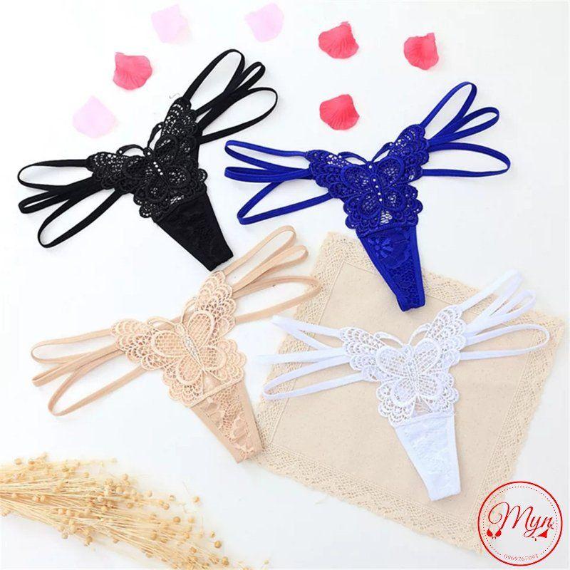 QUẦN LÓT REN LỌT KHE DÂY HÔNG CÁNH BƯỚM SEXY MÃ 9606
