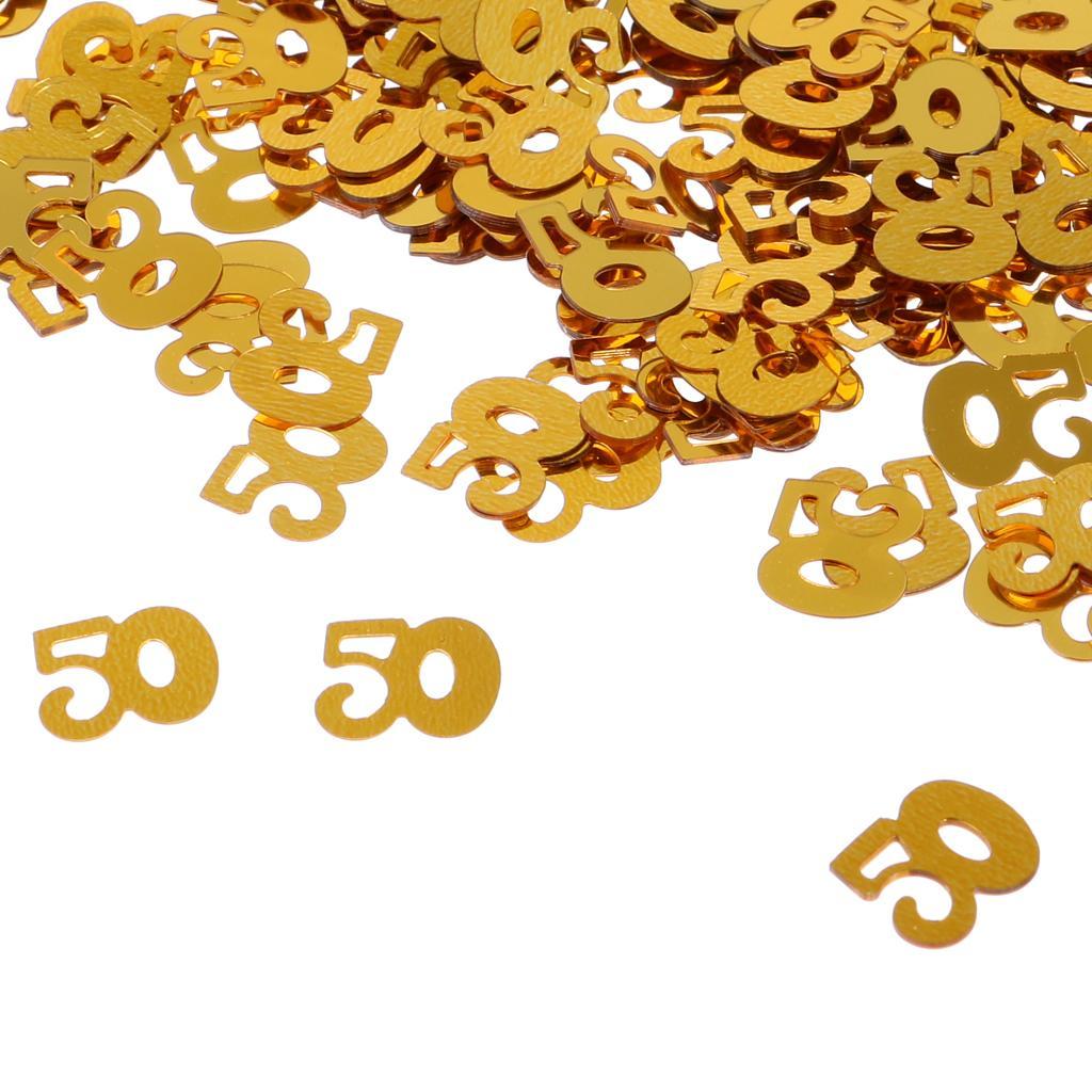 2X Table Confetti Age Birthday Party Wedding Anniversary Table Confetti Gold 50