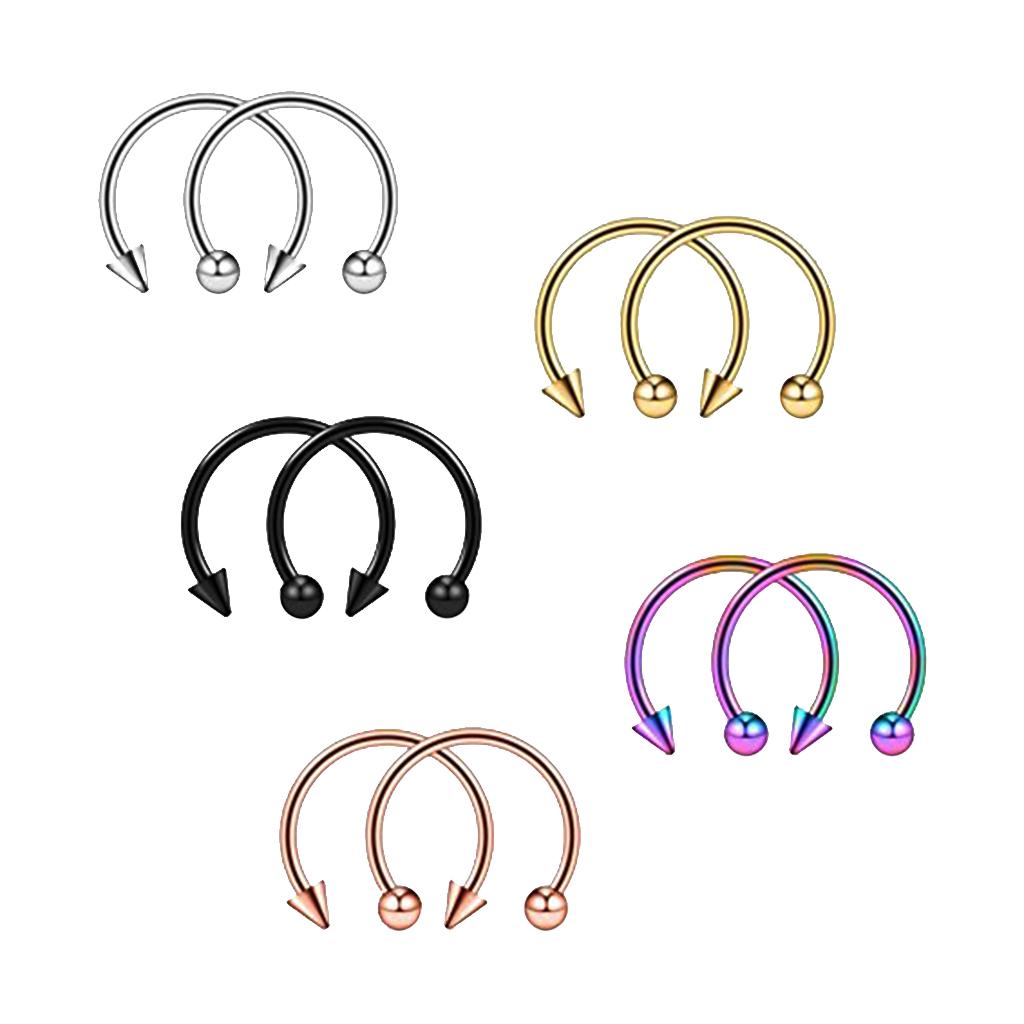 10 Pieces 16G 316L Stainless Steel Nose Septum Horseshoe Hoop Earring Tragus Lip Body Piercings Rings