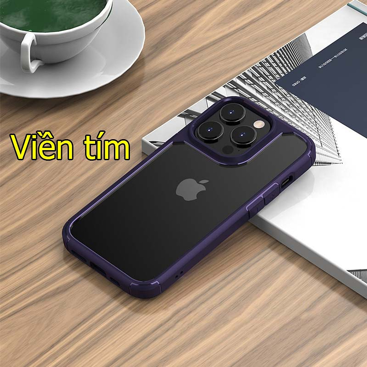 Ốp trong viền tím cho iPhone 14 pro chống sốc cao cấp - hàng chính hãng