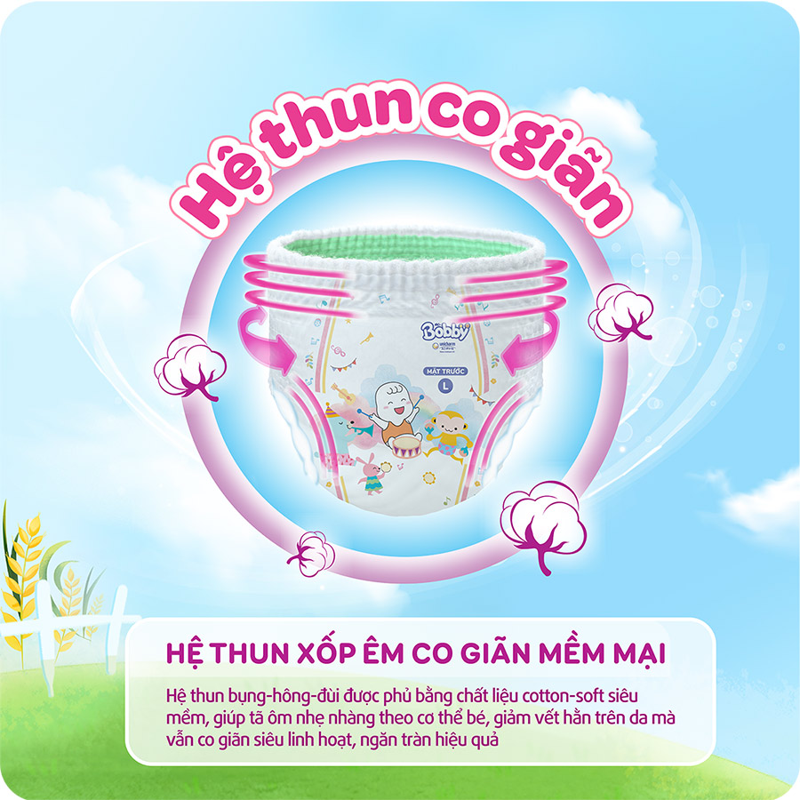 [TẶNG THÊM 6 MIẾNG] Tã/bỉm quần Bobby 3mm Mega Jumbo Gạo non M76