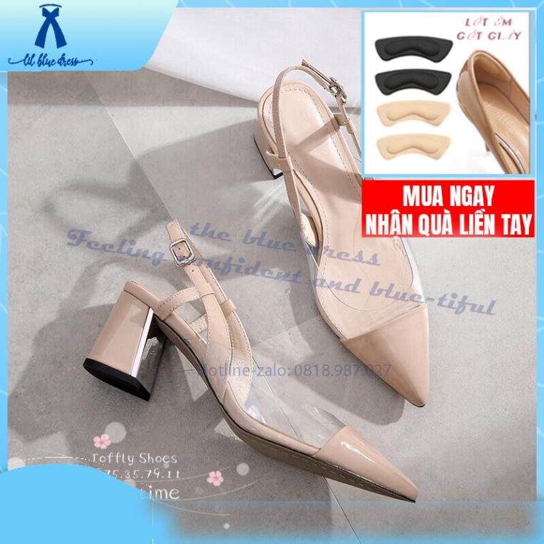 QUẢNG CHÂU Giày cao gót Slingback phối mica gót ánh bạc tốt giá rẻ đẹp s